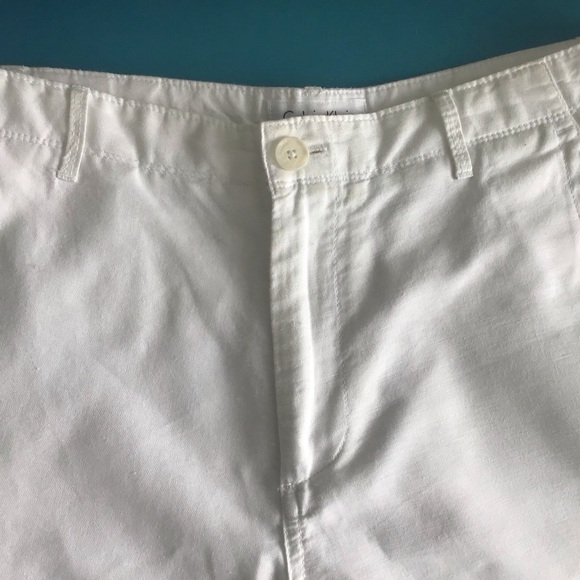 Calvin Klein white linen/cotton blend Bermudan shorts size 32  womens Medium - Picture 2 of 8